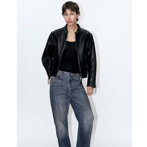 Zara zippered leather jacket ZW collection